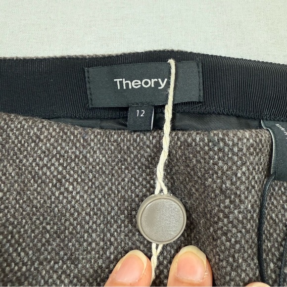 Theory Clean Pensil Skirt Size 12 Cashmere Tweed Elegant Brown Skirt - Picture 5 of 9